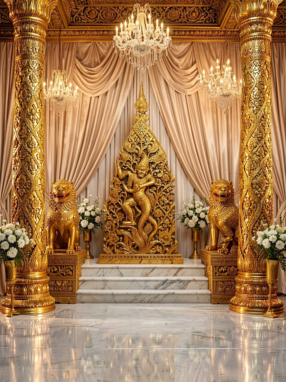 Carved Relief Altar Chandeliers