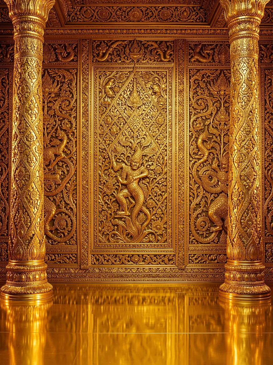 Golden Relief Wall Pillars