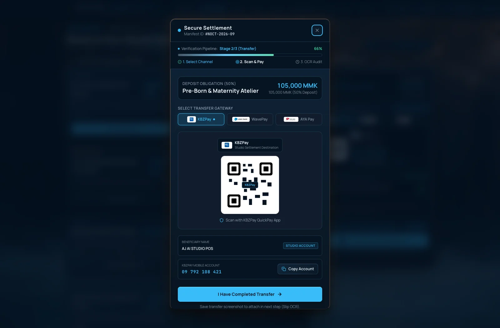 AJ Studio Desk — Every payment slip checked
